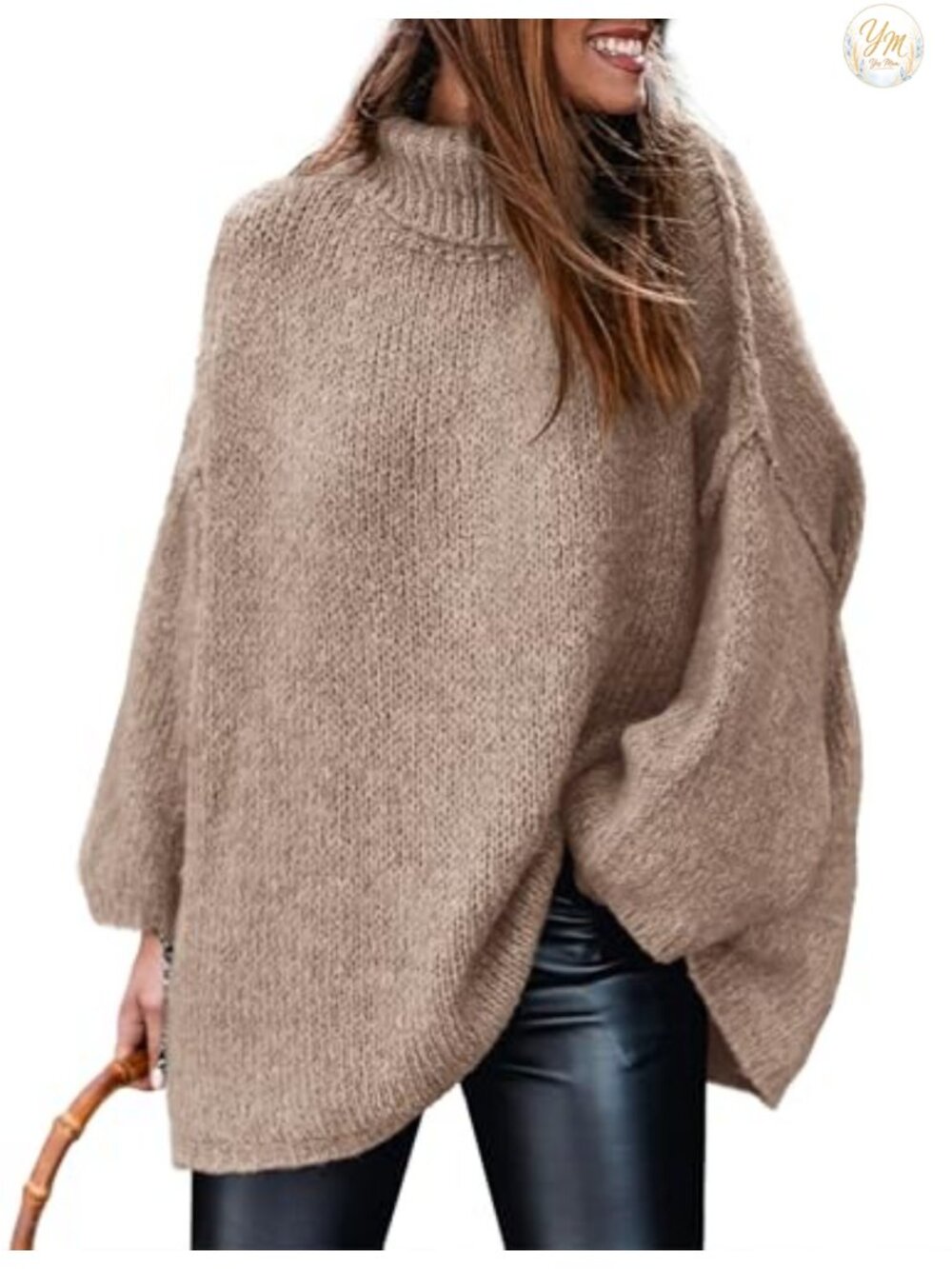 Oversized Turtleneck Chunky Knit Pullover Long Sleeve Women Winter Sweater Cozy